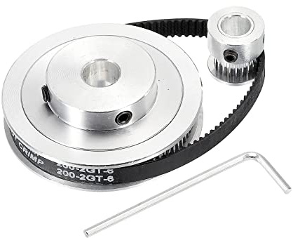 sourcing map Zahnriemenscheibe 20&80 Zähne 8mm&10mm Bohrung Synchronrad | 1 Satz, mit Riemen und Schraubenschlüssel, für 3D-Drucker CNC-Maschine