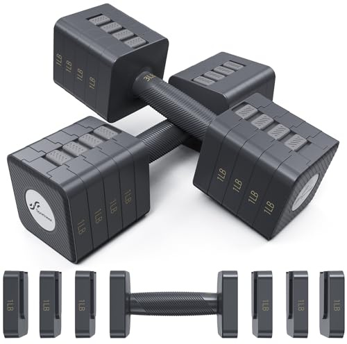 Set di manubri regolabili: Sportneer - Set di 2 manubri 5 in 1 con regolazione del peso da 4,5 kg, a regolazione rapida, per donne e uomini, per casa, palestra, allenamento, forza