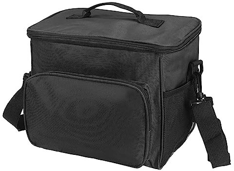 Fiambrera para mujeres/hombres, bolsa de almuerzo térmica aislada, bolsa de mano térmica, contenedor de almuerzo reutilizable de 9.4 x 6.7 x 10.2 pulgadas para el trabajo picnic al aire libre, negro