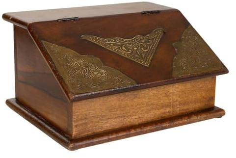 WANDERLUST DECO Baul joyero de madera y metal marrón
