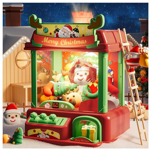 HAZARA Candy Grabber ， Machine Attrape Bonbon avec Musique et Lumières,2 Poupées Panda,20 Peluches,20 Gashapons ， Machine à Sucreries Cadeaux pour Filles à Partir De 8 Ans,B