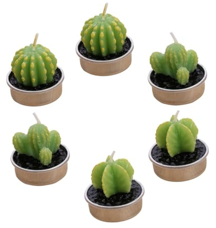 12 Piezas vela candelita de mesa vela de planta artificial velas bola cautus velas decorativas esférico plantas suculentas