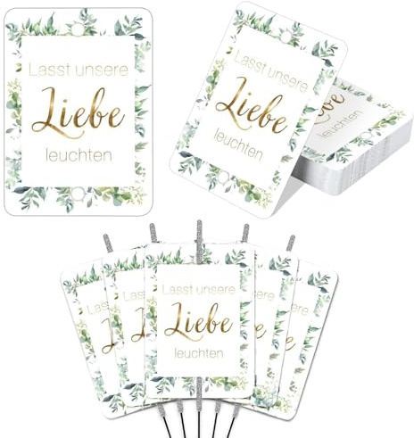 GROVBLE 100 Stück Wunderkerzen Hochzeit Etiketten Lasst Unsere Liebe Leuchten,Gastgeschenke, Knicklichter Hochzeit,Hochzeitsdeko,Geschenkanhänger,Grußkarten für Wunderkerzen & Knicklichter