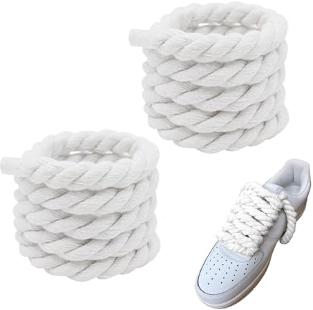 Rope Laces,Dicke Schnürsenkel Dick,Schnürsenkel Rund,Chunky Laces,Baumwollseil,Baumwollkordel,für Ersatz Rope Laces Air Force 1,Schuhbänder 8mm (150cm),DIY Schuhband,Reißfest Binden Shoelaces