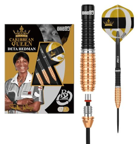 ONE80 Steel Darts Revolution R2 Interchange Deta Hedman Signature Dart V3 VHD 90% Tungsten 2,35 mm Point Steeltip Dart – Präzision, Innovation und Vielseitigkeit für Profispieler (25 Gramm)