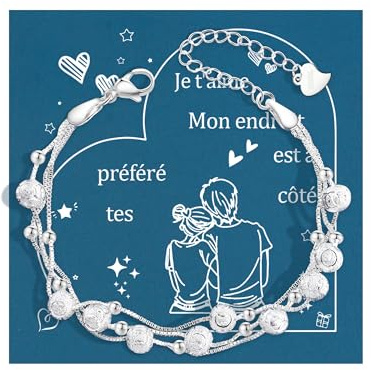 CheersLife Bracelet Femme Argent Cadeau Saint Valentin Idee Cadeau Femme Anniversaire Cadeaux d'amour pour Petite Amie Épouse Fiancée