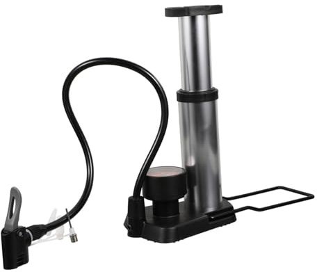 WOONEKY Bike Pump Fußpumpe Mit Manometer Aluminiumlegierung Tragbare Standpumpe Für Fahrräder Bälle Luftmatratzen Und Leicht Für Unterwegs