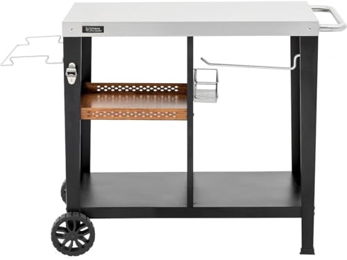 Desserte de Barbecue en métal Gelia - 117 x 59 x 80 cm - Noir