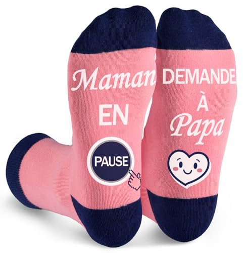 FLYWIND Cadeau Femme Anniversaire Chaussettes Fantaisie 39-42 Cadeau Maman Enceinte Original Cadeaux Femme pour Noël Fête des Mères MamanPause