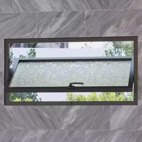 YVYKFZD Aluminium Schiebefenster, 360 ° drehbare Lüftung Fenster Window Kellerfenster, rechteckiges Ersatzfenster mit Griffen, Schuppenfenster aus gehärtetem Glas für Garage, Badezimmer, Büro(Black-B,