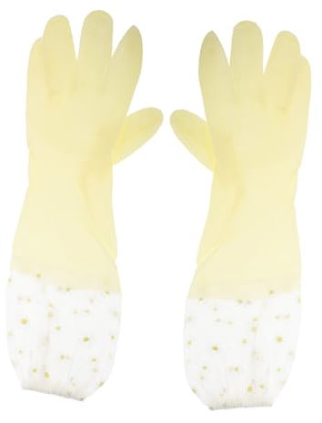 FOMIYES 2 Pairs Heavy Duty Long Kitchen Rubber Gloves for Dishwashing and Cleaning, Anti-slip Thick Reusable Gloves for Household and Cooking Tasks