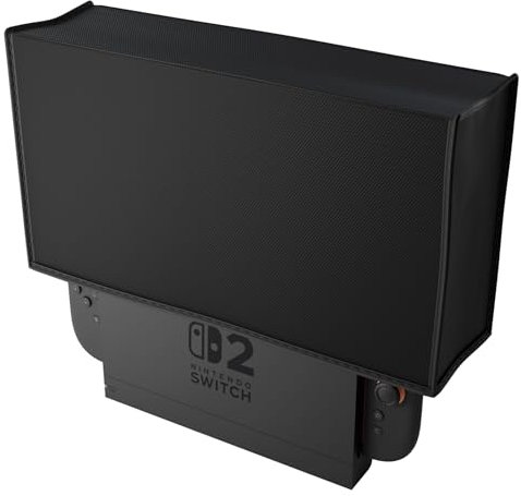 PlayVital Cover Antipolvere per Nintendo Switch 2, Copertura Nylon Coperchio Protettivo Impermeabile Antigraffio per Nintendo Switch 2 Console & Charging Dock, Nero
