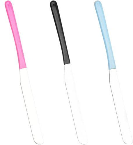Hemobllo Espátula de Acero Inoxidable para Mezclar Maquillaje Cosmético, 3 Unidades, Herramienta Mezcladora Multifuncional para Blush y Labial