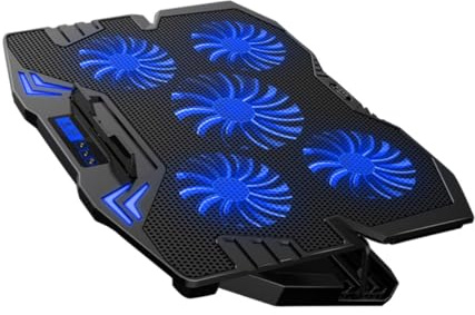 SMASOLO Notebook Cooler Portatile con Ventole Silenziose Supporto Regolabile Metallo Antiscivolo per Raffreddamento Laptop e Notebook Nero e Blu Touch