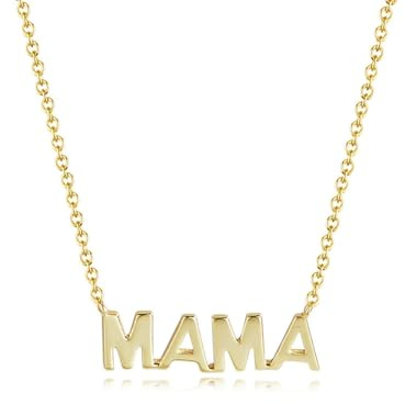 KnSam 585 Gold Damen Kette, MAMA Buchstaben Damenkette Anhänger, 14K Gelbgold Halskette Frauen Echt Schmuck, 40+5CM