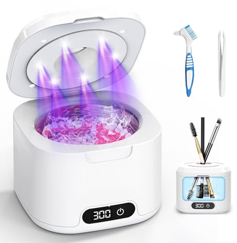 Robofun 2025 Neu Ultraschallreinigungsgerät 50000Hz mit 6 UV-Licht & 4 Modes, 340ML Ultraschallreiniger - Ultrasonic Cleaner für Zahnersatz, Retainer, Aligner, Prothesen, Zahnbürstenkopf, Schmuck