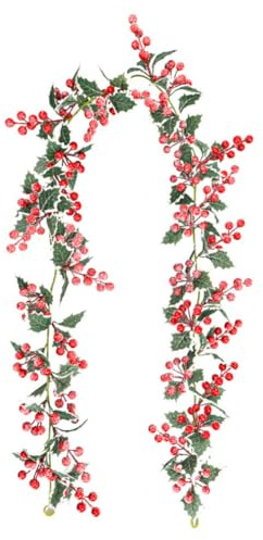 BlesConi Guirlande de houx artificielle pour Noël - Plantes rampantes de lierre - Feuilles de vigne pour feuillage
