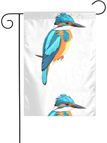 BROLEO Drapeau de jardin coloré imprimé martin-pêcheur 4 saisons décoration cour 30,5 x 45,7 cm