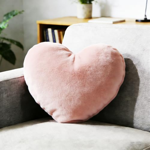 wintfarm Herzkissen Kuschelkissen Flauschig,40x35 cm Herz Kissen,Kuschelkissen Geeignet für Wohnzimmer Sofa Schlafzimmer Bett, Plüsch Kissen Herzform für Valentinstag Muttertag Geburtstag (Rosa)