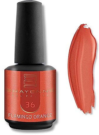 SHAYENNE UV LED Gel Nagellack 15ml - 36 Flamingo Orange Glitzer - Made in Germany - UV Lack für Gel Nägel & Langanhaltendes Nageldesign - Studio Qualität