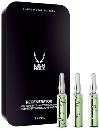 EBENHOLZ skincare Gesichtsserum REGENERATOR für Männer, 7×2 ml | Anti Aging mit Hyaluron, Provitamin B5, Verjüngende Wirkstoffampullen, Regeneriert müde Haut, Stärkt Hautelastizität