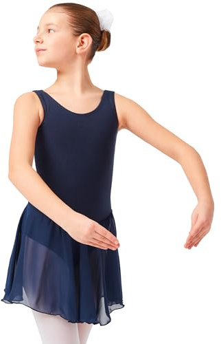 tanzmuster Ballettkleid Mädchen ärmellos - Minnie - EU Gr. 92-170 - weiche Baumwolle - Chiffonröckchen - Ballett Trikot für Kinder