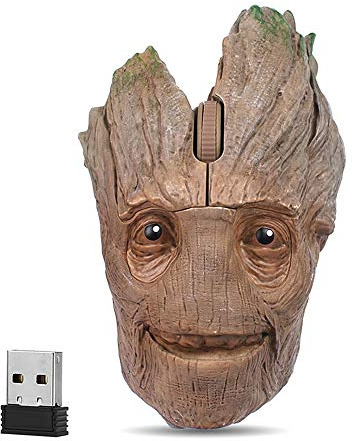 VSVABEFV Cool Wireless Mouse Iron Man Black Panther Star Lord Ant Man Tree Man Gaming Mice with USB Unifying Receiver 1200 DPI for PC and Laptops (Tree Man)