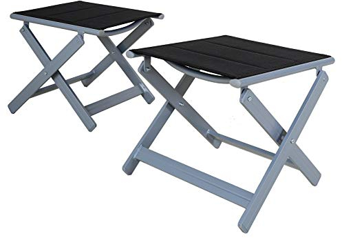 Chicreat Gepolsterte Fußhocker, Aluminium - Schwarz/Silber (2er-Pack)