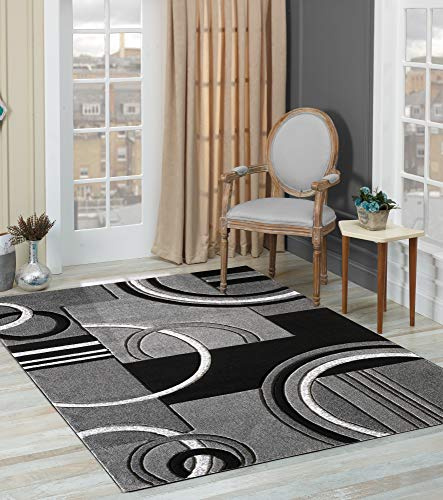GLORY RUGS Area Rug Modern 8x10 Grey Soft Hand Carved Contemporary Floor Carpet Gray with Premium Fluffy Texture for Indoor Living Dining Room and Bedroom Area