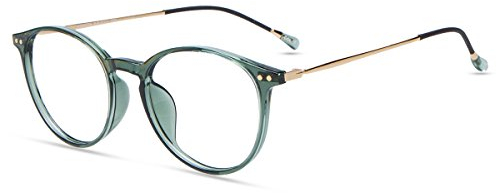 Firmoo Occhiali Luce Blu per Computer Bloccati Luce Occhi Occhiali Retrò Donna Uomo TR90 (Verde)