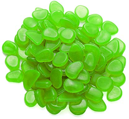 Mdurian 100 Piezas Verde Piedras Luminosas Brillante Roca Stone Fluorescente Piedras Guijarros Brillan en la Oscuridad para hogar jardín Pasarela Acuario Decorativas