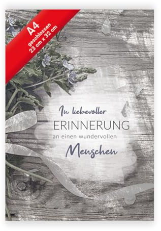 KE - XXL Trauer-Karte, Beileids-Karte, mit Umschlag, DIN A4, Anteilnahme-Karte, Karte zur Beerdigung, Motiv: Errinerung