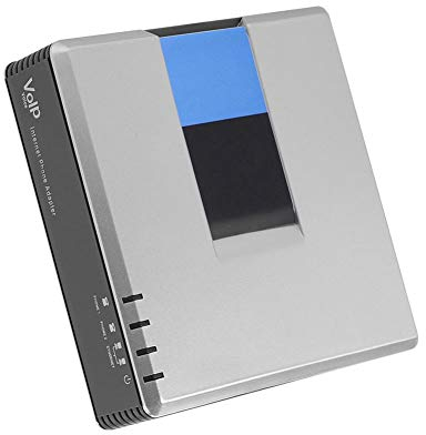 Lazmin112 Gateway VoIP, Adattatore telefonico Internet Gateway VoIP a 2 Porte con Cavo di Rete, Supporto protocollo Sip V2, per PAP2T(Spina UE)