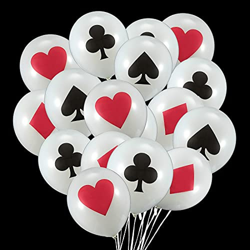 24 Stücke Casino Balloons Latexballons mit Poker Motiven Spielkarten Ballons für Casino Themen Partys, Poker Events, Party Dekorationen zum Thema Geburtstag