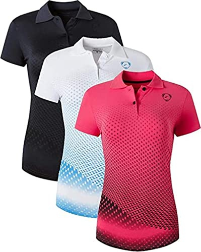 jeansian 3 Packs Damen Sport Poloshirt Polo Tee Shirt Tshirt T-Shirt Kurzarm Golf Tennis Badminton SWT251 PackD XXL