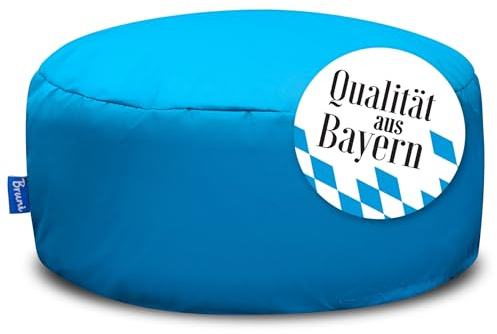 Bruni Pouf Sittpall M i blått – rund sittpuff, inomhus och utomhus som fotpall, yogasittkudde, meditationskudde, tillverkad i Tyskland