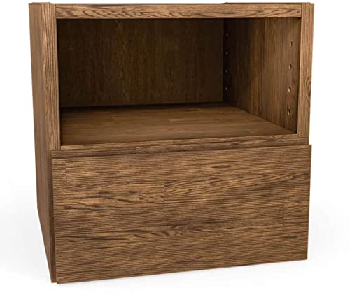Square Massivholz Regalwürfel + Schublade unten + Einlegeboden | Eiche 37,6 x 37,6 x 40 cm | Grundmodul inkl. Zubehör für individuelles Flexibles Würfelregal | Regalsystem mit Erweiterungen