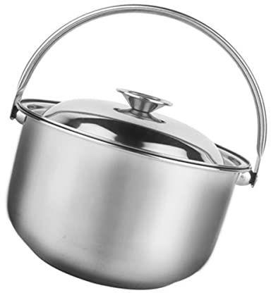KICHOUSE 20cm Stainless Steel Cooking Pot with Lid Household Soup Pot with Handle Flat Bottom Design Suitable for Gas Stove and Induction Cooker Kitchen Utensil