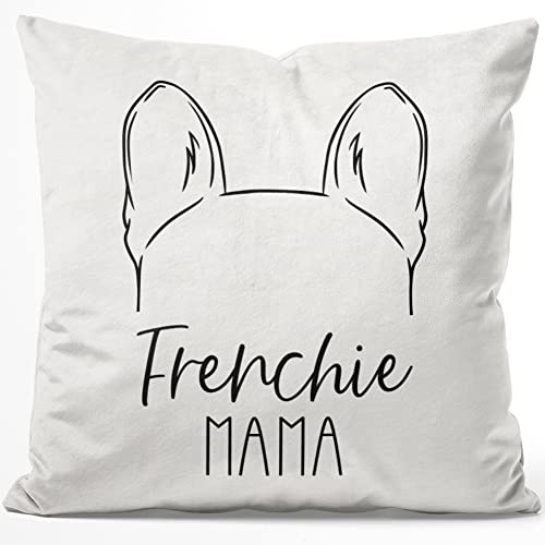 JUNIWORDS Kissen, Frenchie Mama, 40 x 40 cm, Flauschig Samtweich Weich (1008937)