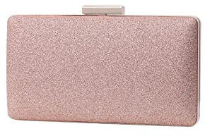 CORIOS Kvällsväska för dam paljetter koppling med kedja - elegant liten handväska för brud, cocktail, fest, dans, ceremoni - messenger-axelrem, Roséguld, L, Elegant