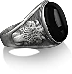 Bysilverstone Jewelry – Siegelring Mit Tigerkopf, Ovaler Edelstein Aus Schwarzem Onyx, Siegelring Aus Sterlingsilber, Geschenk Für Tierliebhaber, Ringe Für Den Kleinen Finger Für Frauen, Silberring Fü