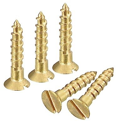 sourcing map Messing-Holzschrauben, 100 Stück, M1,6 x 8 mm, Schlitzantrieb, Flachkopf, selbstschneidende Schraube, Senkkopf, für Holzbearbeitungsmöbel