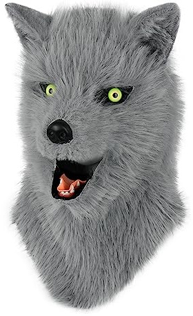 hbbhml Wolf Hundekopf Maske Plüsch Kunstfell Kostüm Cosplay Zubehör für Halloween Weihnachtsfeier