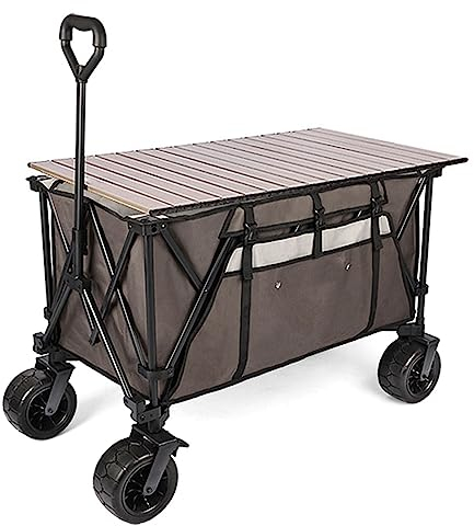 WRJAHCG Bollerwagen Faltbar,Garten Handwagen Faltbar Breite Reifen Transportwagen Mit Seitentasche Verstellbarem Griff Und Bremse,Kapazität 240L Und Tragfähigkeit 100Kg