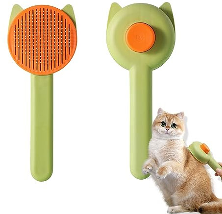 Katzenbürste Hundebürste, Haustier Bürsten, Haustierbürste für Katzen und Hunde mit Kurzhaar Langhaar, Reinigungsbürste für Tierhaare Unterfellbürste Entfernen Losen Haare (Grün)
