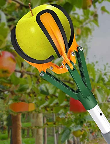 LekLai Obstpflücker, Apfelpflücker Mit Teleskopstiel, Obstpflücker Aus Weichem Gummi Mit Drei Klauen, Obstpflücker Mit Dickem Stabkörper Aus Aluminiumlegierung/2.3M~4M