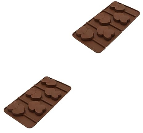 EXCEART Lot De 2 Moules À Chocolat À Bonbons À Sucettes En Silicone En Forme De Cœur Pour