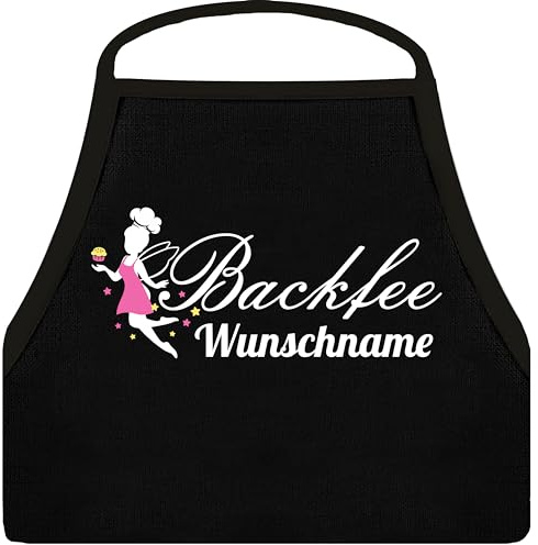 Shirtoo Backschürze personalisiertbar als Geschenkidee für Hobby Köchinnen - Küchenschürze lustigem Motiv Backfee und Wuschnamen