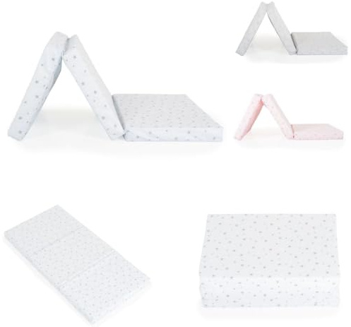 Moni Babybett Klappmatratze Mirage 120 x 60 x 6 cm Bezug waschbar Reißverschluss, Farbe:weiß