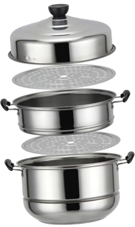 Zerodeko Vaporiera Pentola a Vapore in Acciaio Inossidabile a Tre Strati 28Cm e per Cottura Induzione e Manici Termoisolanti per Verdure
